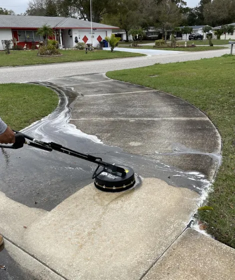 Driveway cleaned with professional pressure washing